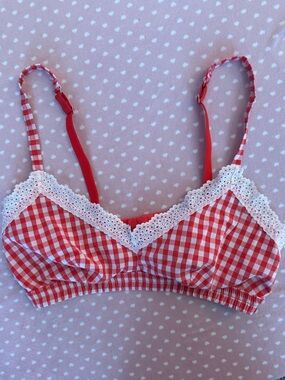 Colsie Red Gingham Unpadded Bralette